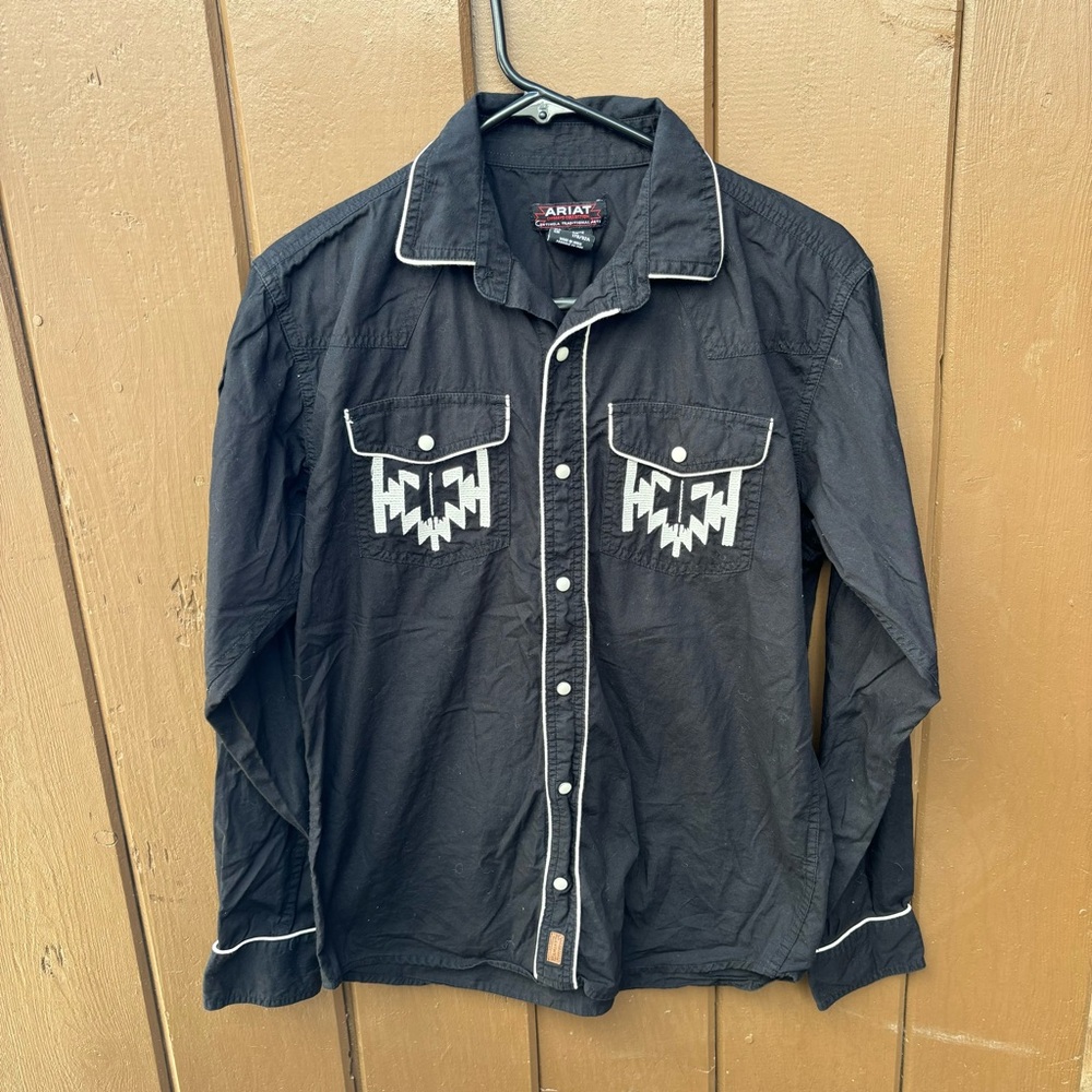 Ariat Chimayo Retro Snap Shirt Men’s Size Small Black Long Sleeve